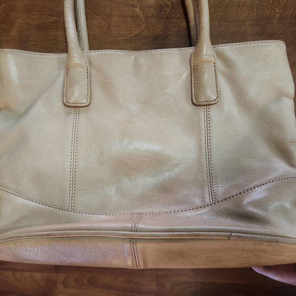 Elegant Cream Leather Tote Bag